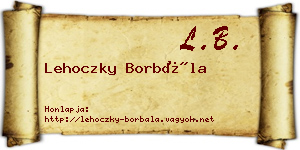 Lehoczky Borbála névjegykártya